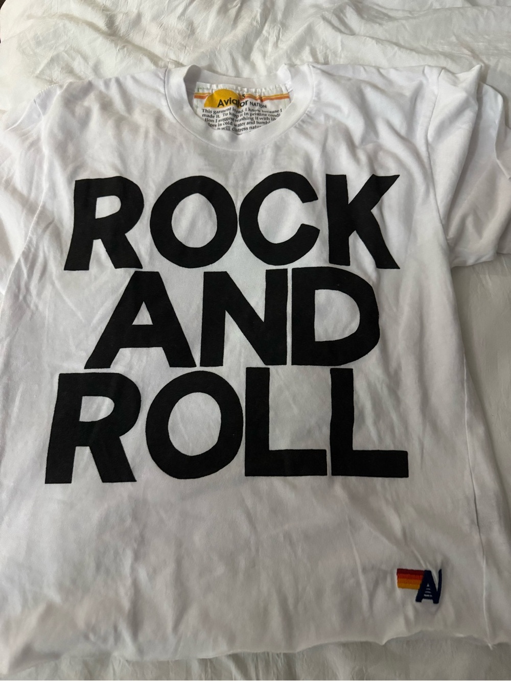 Aviator Nation Rock and Roll Graphic Tee - White & Black